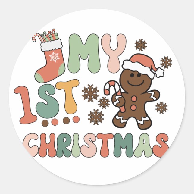 Sticker Rond Mon premier Noël Joyeux Noël (Devant)