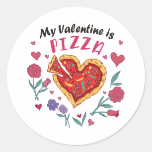 Sticker Rond Mon Valentin est une invitation à la pizza