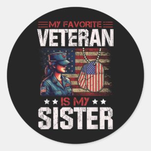 Sticker Rond Mon Vétérinaire Préféré Est Mon Drapeau Soeur Usa