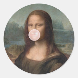 Sticker Rond Mona Lisa Blown Pink Buble gomme