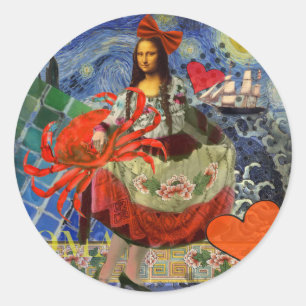 Sticker Rond Mona Lisa Fun Zodiaque Fantaisiste 