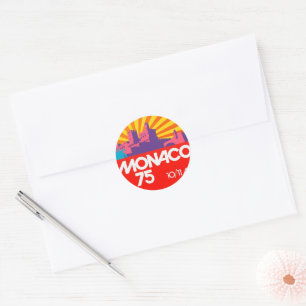 Sticker Rond Monaco 75 rétro vintage 1970