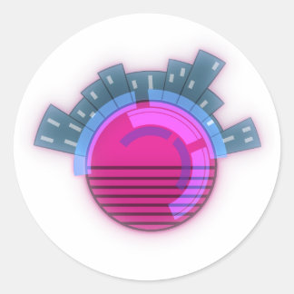 Sticker Rond Monde de la ville Cyberpunk