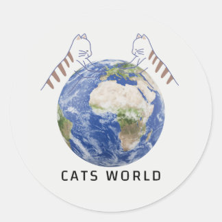 Sticker Rond monde des chats