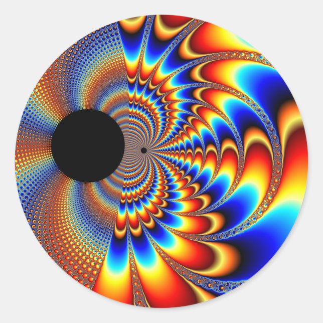 Sticker Rond Mondes en collision - Fractal (Devant)