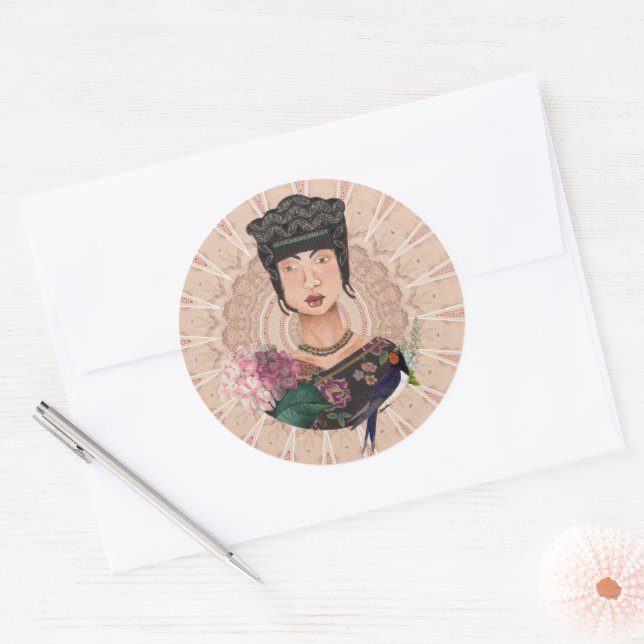 Sticker Rond Mondo de l'impératrice asiatique par Susan M. Eppe (Enveloppe)