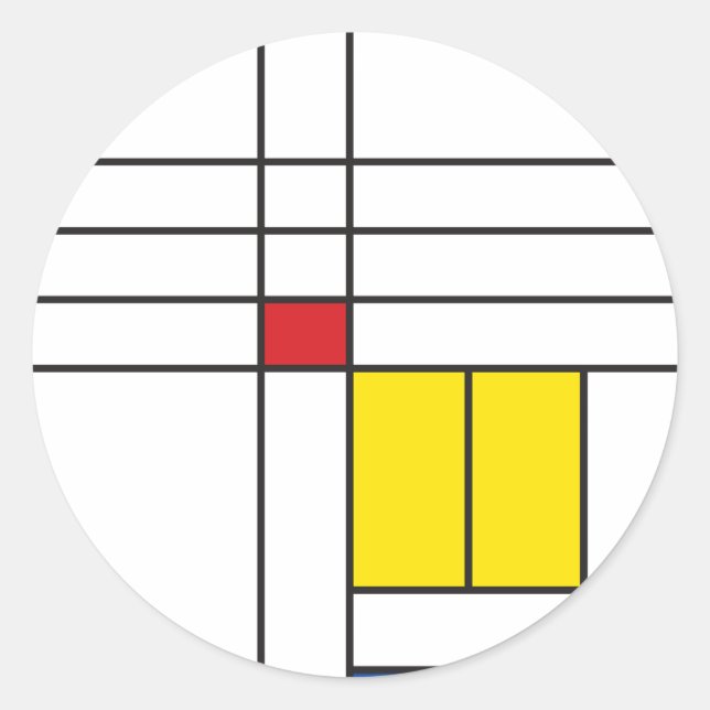Sticker Rond Mondrian II Design d'Art Moderne Minimaliste De St (Devant)