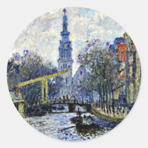 Sticker Rond Monet - Canal à Amsterdam,