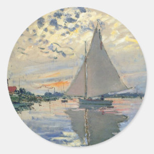 Sticker Rond Monet Sailboat Français Impressionnisme Art classi