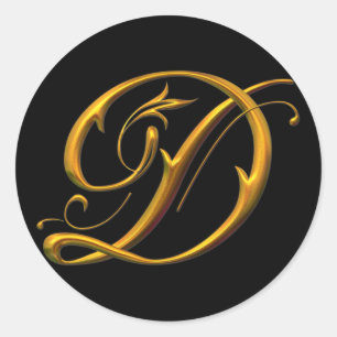 Sticker Rond Mongramme Liquide Gold D