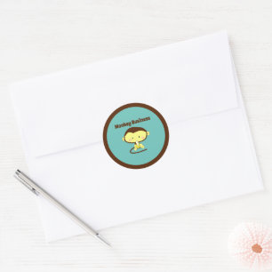 Sticker Rond Monkey Business Drôle Cartoon Monkey Design