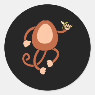 Sticker Rond Monkey Holding Nana Costume Amusant Easy Halloween
