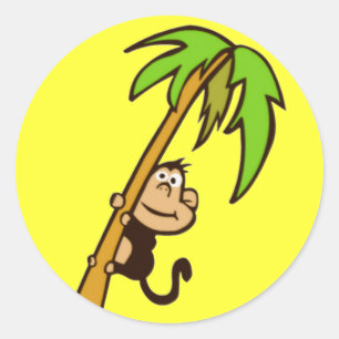 Sticker Rond Monkey Up un arbre