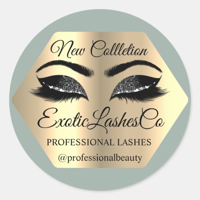 Sticker Rond Monnaie de maquillage d'emballage Lash Artist Gold (Devant)