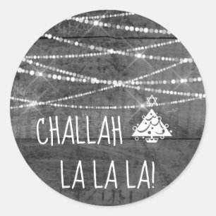 Sticker Rond Monochrome Grey Challah La La Chrismukkah