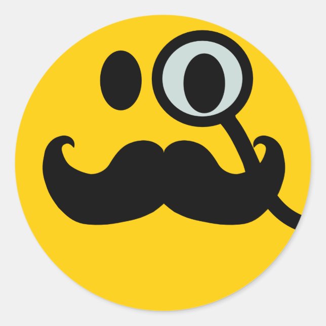 Sticker Rond Monocle & Mustache Fond personnalisable) (Devant)