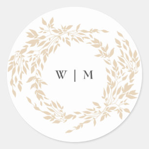Sticker Rond Monogram Crest classique Mariage élégant