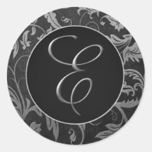 Monogram E Silver et Black Mariage damassé Seal
