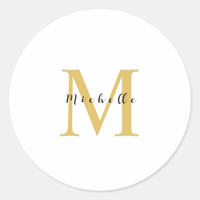 Sticker Rond Monogram Gold Couleur Votre Nom Cadeau spécial Bie (Devant)
