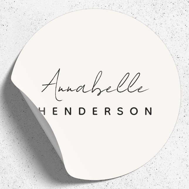 Sticker Rond Monogram neutre | Minimalist stylish (Modern ivory cream monogram sticker by Guava - elegant, feminine, and customizable)