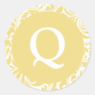 Sticker Rond Monogram Q Antique Mariage d'or Monogrammes Invita