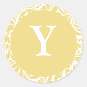 Sticker Rond Monogram Y Antique Gold Designer Mariage Monogramm