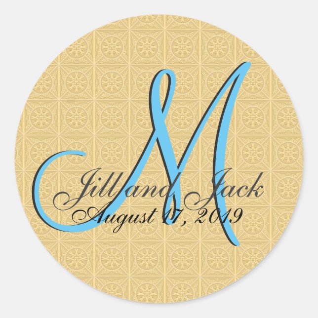Sticker Rond Monogramme 3D Faux Doré Embossé (Devant)