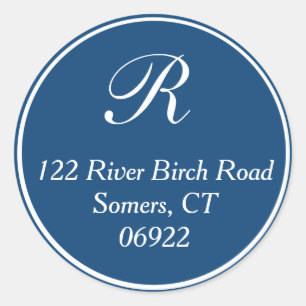 Sticker Rond Monogramme à bordure mince classique Adresse Seal 