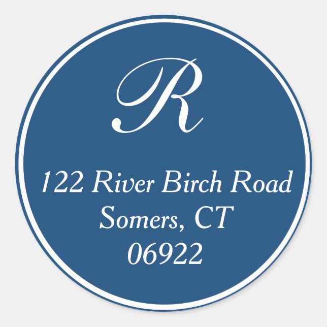 Sticker Rond Monogramme à bordure mince classique Adresse Seal  (Devant)