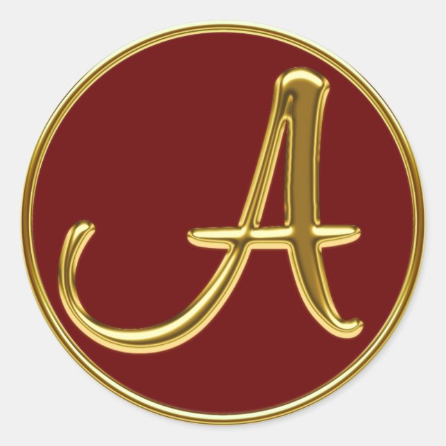 Sticker Rond Monogramme A en or 3D (Devant)