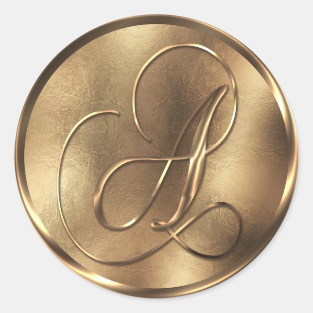 Sticker Rond Monogramme A Faire-part de mariage Bronze (Devant)