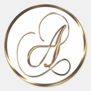Sticker Rond Monogramme A Faux Bronze