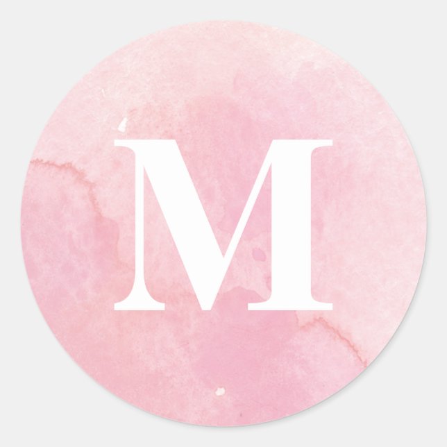 Sticker Rond Monogramme à l'aquarelle simple (Devant)
