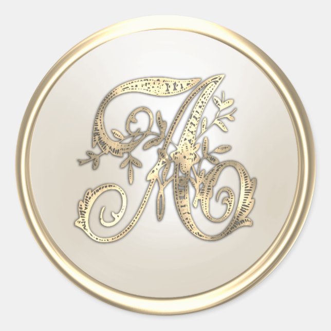 Sticker Rond Monogramme A orné d'or et d'ivoire (Devant)