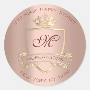 Sticker Rond Monogramme Adresse de retour Crown Royal Gold VIP 