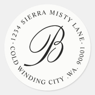 Sticker Rond Monogramme Adresse initiale ou Mariage