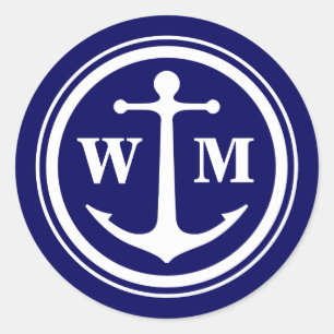 Sticker rond Monogramme Ancre