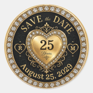 Sticker Rond Monogramme Anniversaire Sceau Doré