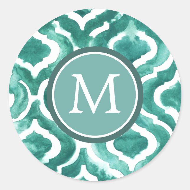 Sticker Rond Monogramme | Aquamarine Motif IV (Devant)