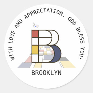 Sticker Rond Monogramme Art Avant-Gardiste. Lettre A