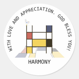 Sticker Rond Monogramme Art Avant-Gardiste. Lettre H