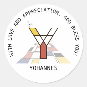 Sticker Rond Monogramme Art Avant-Gardiste. Lettre Y