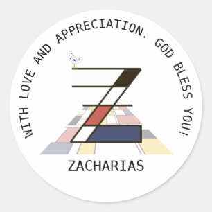 Sticker Rond Monogramme Art Avant-Gardiste. Lettre Z