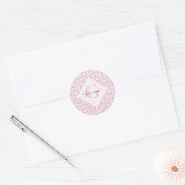 Sticker Rond Monogramme Art Déco Confetti Lace Mandala (Enveloppe)