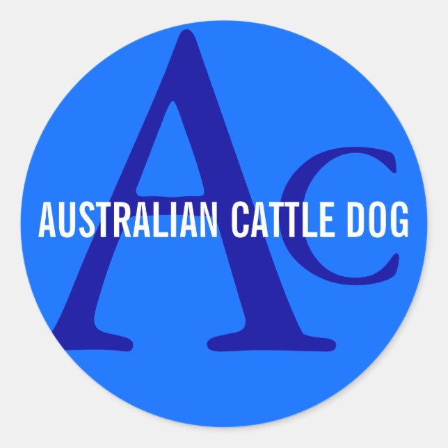 Sticker Rond Monogramme australien de chien de bétail (Devant)