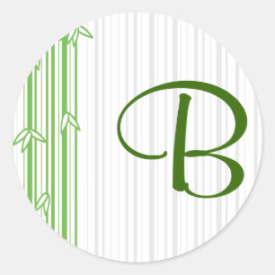 Sticker Rond Monogramme avec l'arrière - plan en bambou -