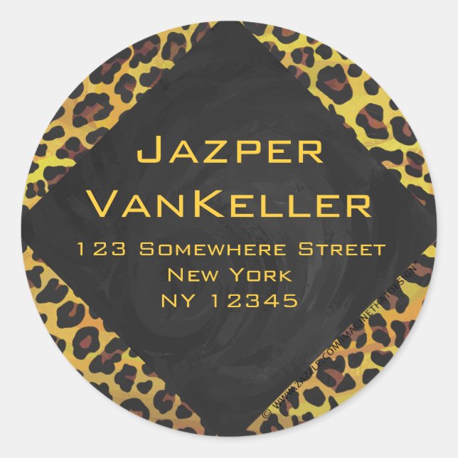 Sticker Rond Monogramme avec léopard Brown et jaune (Devant)