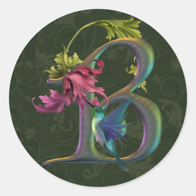 Sticker Rond Monogramme B de colibri (Devant)