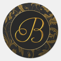 Monogramme B Gold et Black Mariage damassé Seal