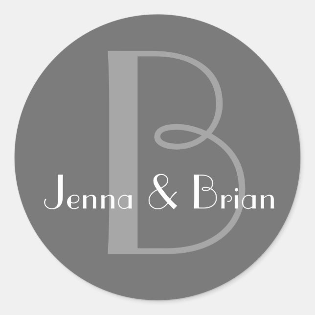 Sticker Rond Monogramme B Gris Charbon (Devant)